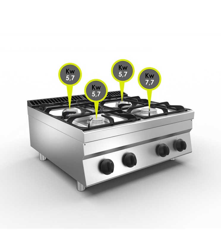 4-BURNER GAS COOKER - TOP 24.8 KW