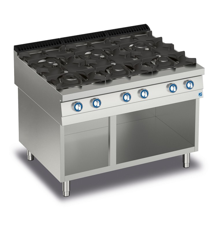 CUISINIÈRE À GAZ À 6 FEUX DANS LE COMPARTIMENT OUVERT