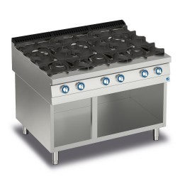 6-BURNER GAS COOKER ON OPEN COMPARTMENT 38,40 KW