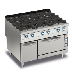 6-BURNER GAS COOKER WITH ELECTRIC OVEN AND NEUTRAL CABINET