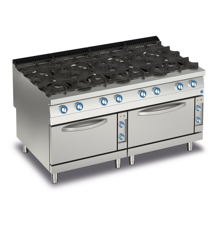 CUISINIÈRE À GAZ À 8 FEUX ET 2 FOURS ÉLECTRIQUES