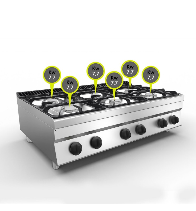 6-BURNER GAS COOKER - TOP 46.2 KW